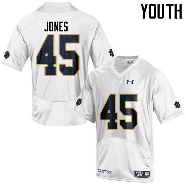 Youth #45 Jonathan Jones Notre Dame Fighting Irish College Football Jerseys-White